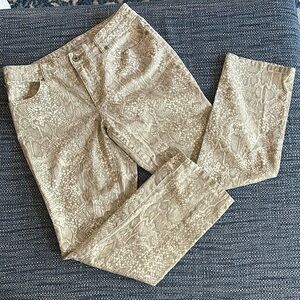 Chico's platinum denim snake print jeans.